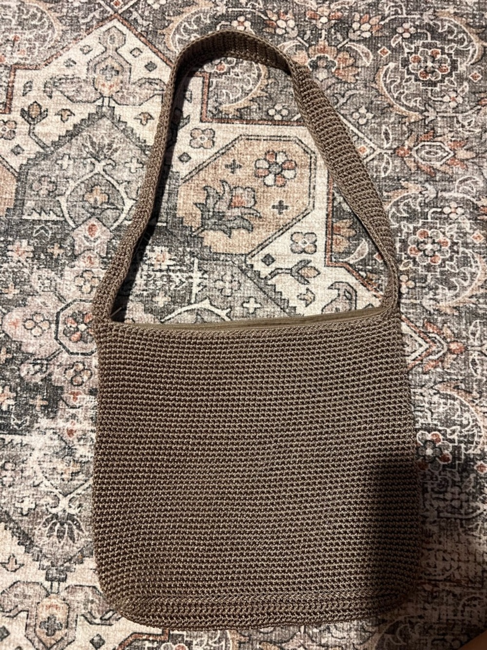 The Sak Taupe Knit Crossbody Shoulder Bag